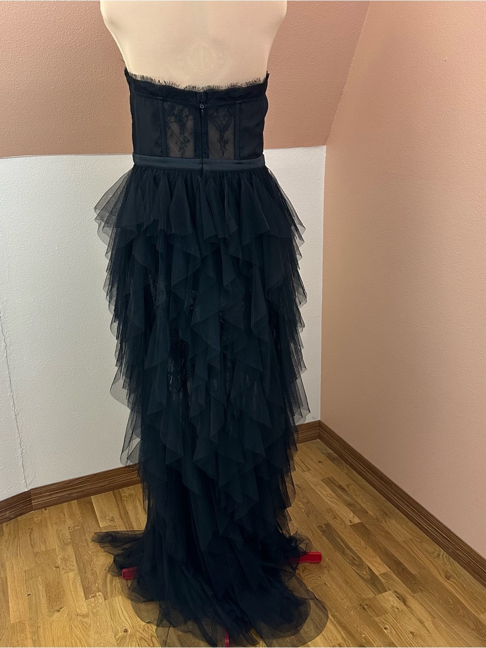 Nova Luxe Anastasia Tulle Maxi Dress 1X Black Corset Gothic Halloween Gown - Picture 6 of 16